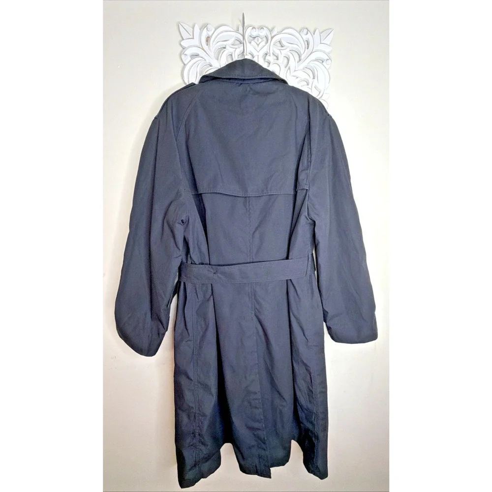Men's Black Trench Coat 42S Double Breasted Removable Zip Liner All Weather Coat